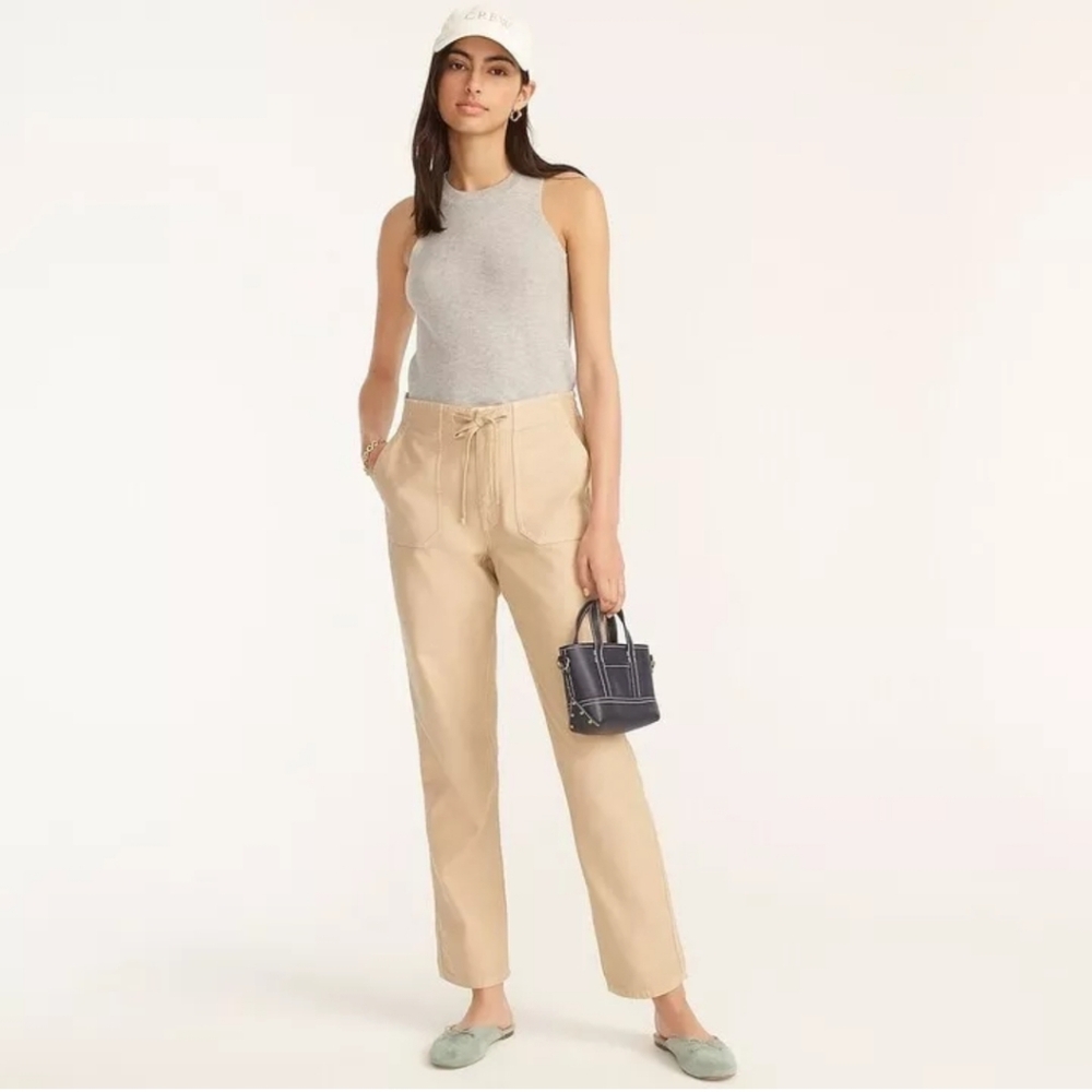J. Crew Tie Waist Camp Pant in Beechwood Size Large Tall